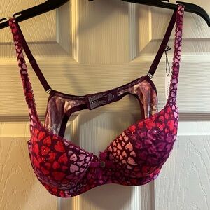 Victoria's Secret Pink and Purple Heart Print Bra